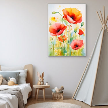 Watercolor Painting of Poppies